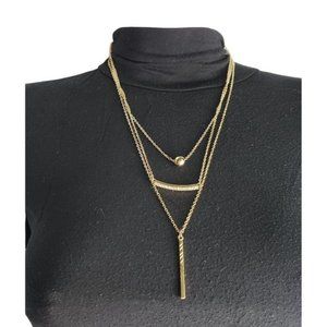 Laura Ashley three Row Linked chain with three pendant Necklace